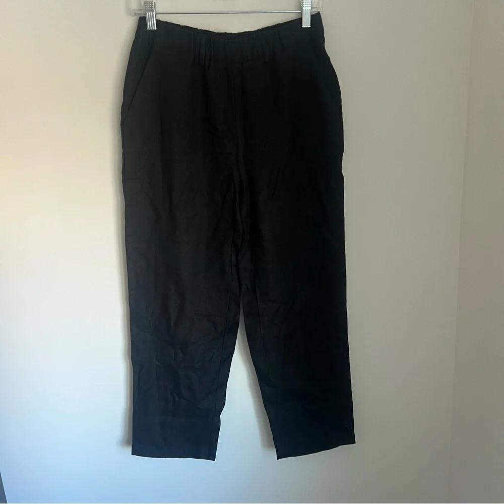 NWOT Quince European Linen Black Pants Women's Size XS